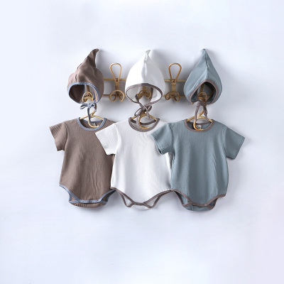 2020 china summer wholesale designed cotton knitted cute boy girl kids clothing newborn romper baby clothes with hat