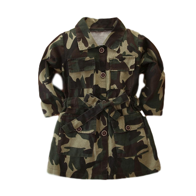 2020 Autumn winter fashionable girls camouflage windbreaker jacket foreign baby boutique mid length windbreaker children wear