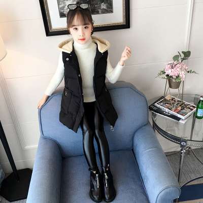 Wholesale 2019 wild children's cotton vests autumn winter new cute girls long hooded zipper vest fashion warm