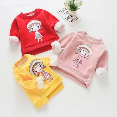 2019 new hot selling winter thick cartoon girls pattern long sleeve wholesale bangladesh kids clothing upper