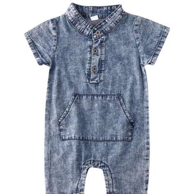 2020 amazom High quality baby boy girl romper casual short sleeve denim jumfsuit outfits clothes