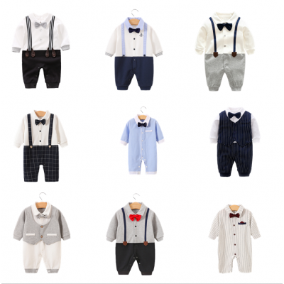 Children's one piece clothes spring and Autumn gentlemen one month first birthday gowns baby clothes for hot selling