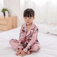 Wholesale cheap comfortable breathable pure color lapel collar long sleeve children's pajamas children clothes kids clothing