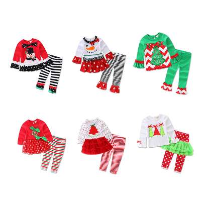 2019 European and American explosion children's clothing kids Christmas costume embroidered cute Christmas set